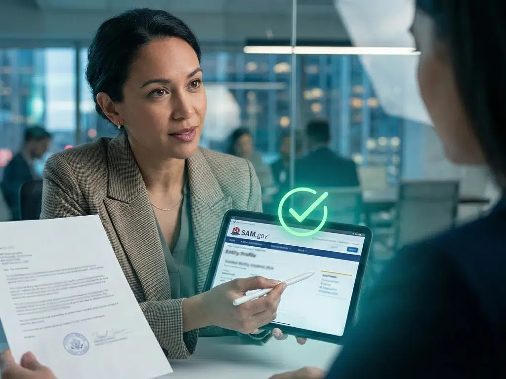 A government contracting consultant at Federal Contracting Center guides a client on how to submit an Entity Administration Appointment Letter.