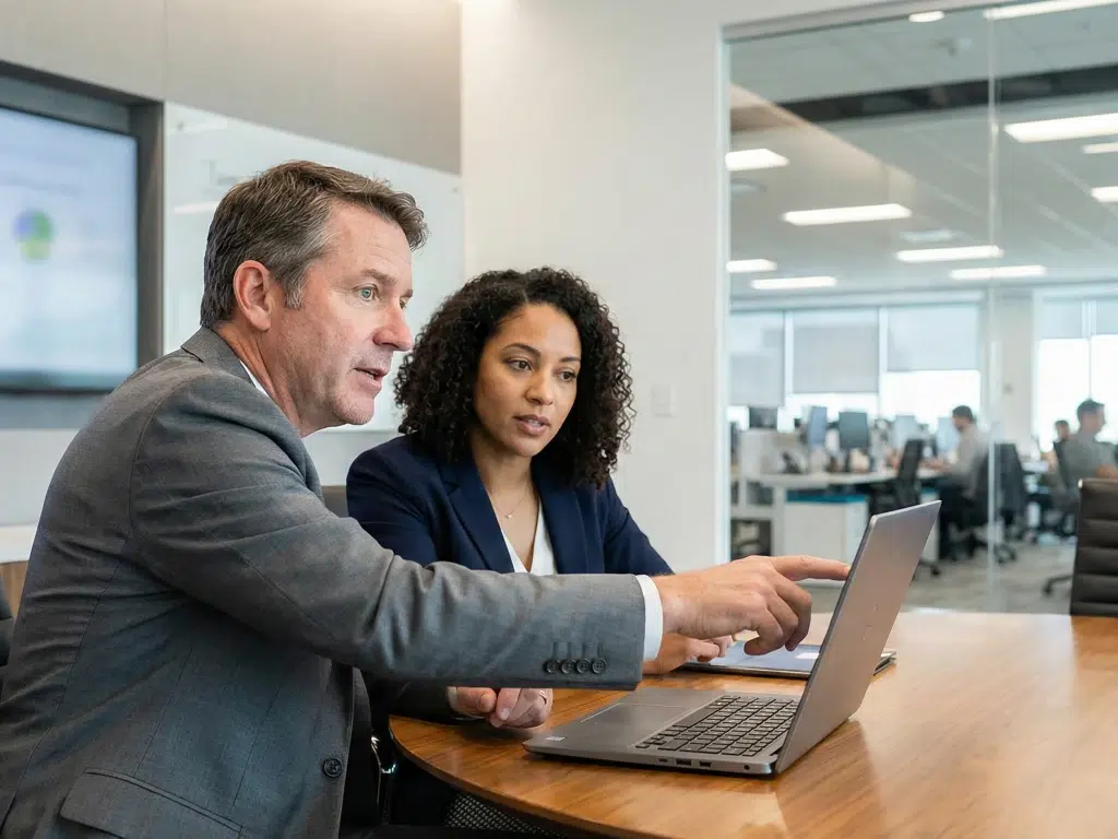A Federal Contracting Center capability statement services consultant walks a small business owner through the process of creating a winning capability statement.