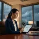 A focused small business owner prepares for hurricane season by analyzing a federal contracting and logistics dashboard on a tablet device.
