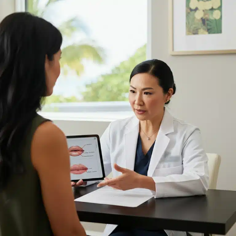Lip lift surgeon in Hawaii explains the benefits of lip lift surgery vs fillers. Long-lasting results.