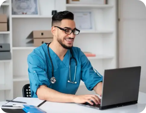 Care coordinator managing medical scheduling and logistics to provide seamless, stress-free patient support and regenerative therapies at-home.