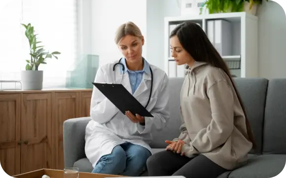 Clinician delivering personalized medical care in the patient’s living room, eliminating the need to travel.