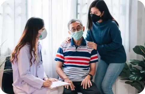 Healthcare professional arriving at a patient’s home to administer treatment as part of a concierge medical house call.