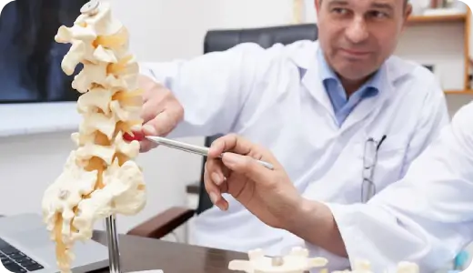 Herniated disc pressing on spinal nerve root