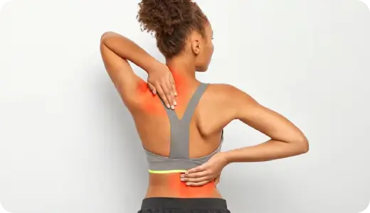 Spondylosis arthritis of the spine causing stiffness