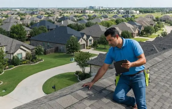 Texas roofing contractor reviewing a roof estimate and customer opportunity