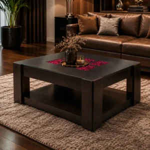 Classic Dark Wood Square Coffee Table