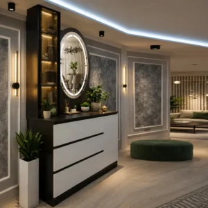 Statement Oval Mirror Dressing Table