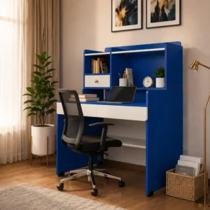 Compact Blue Workstation Desk